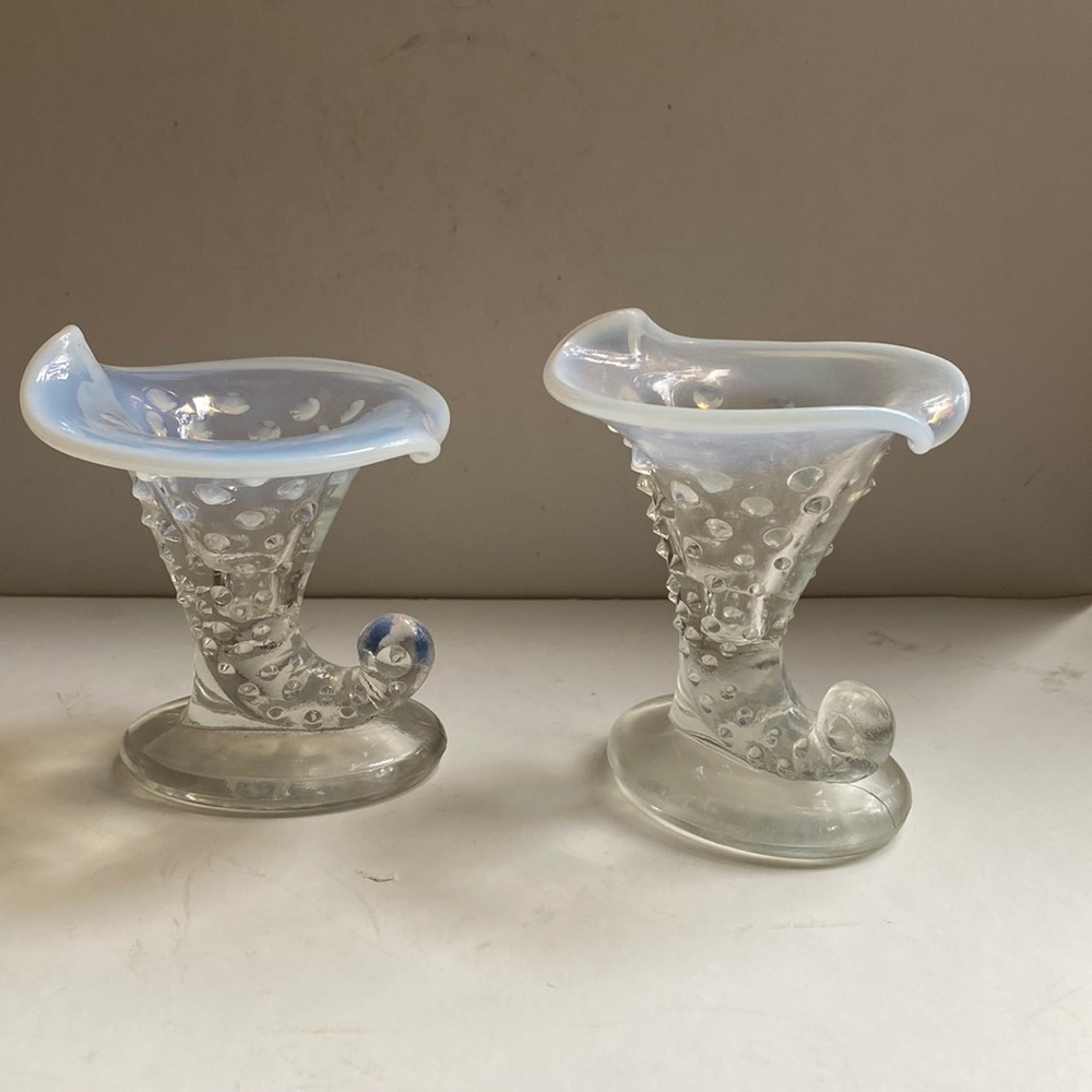 Vintage Fenton Glass Moonstone Opalescent glass hobnail Jack in the Pulpit